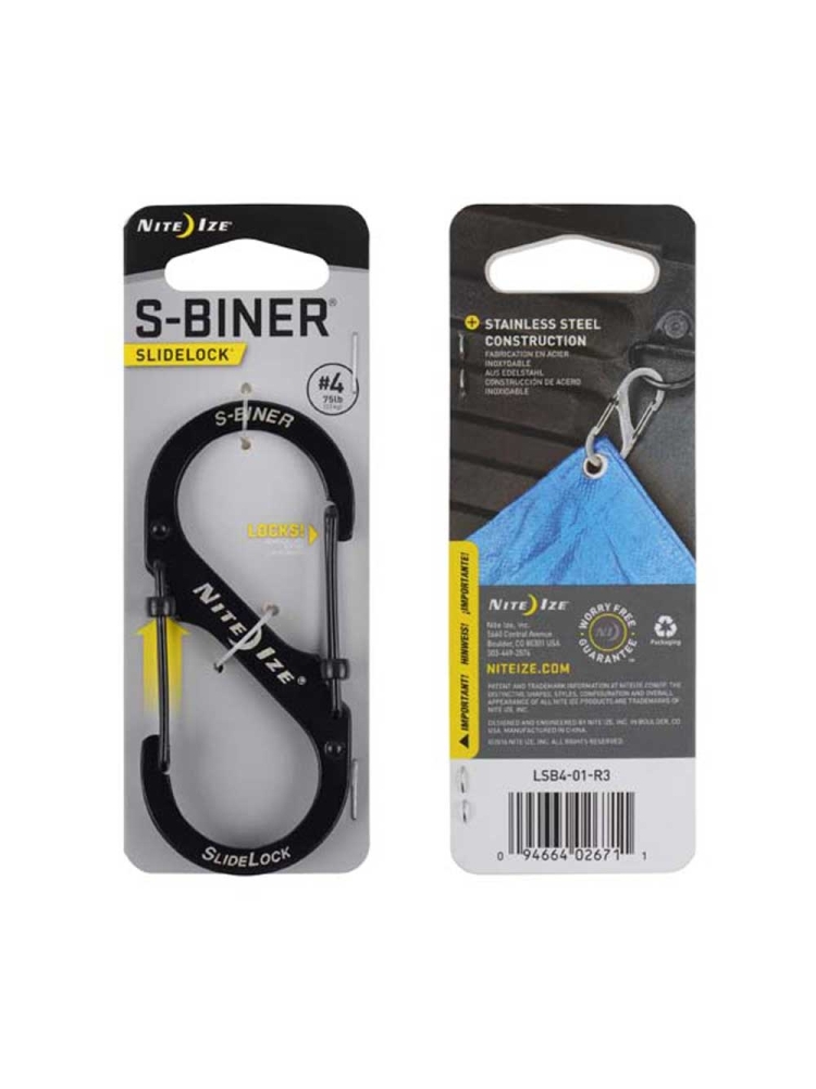 Nite-Ize S-Biner Nr 4 Slidelock Black NI LSB4-01-R3 gadgets en handigheden online bestellen bij Kathmandu Outdoor & Travel
