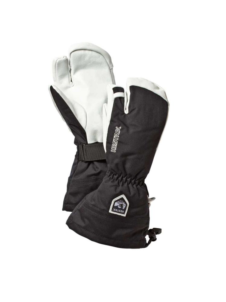 Hestra Army Leather Heli Ski 3 finger glove Black / Off White 30572-100 kleding accessoires online bestellen bij Kathmandu Outdoor & Travel