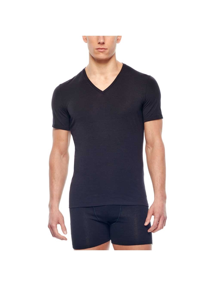 Icebreaker Anatomica Short Sleeve V Black IB103661-0011 onderkleding/thermokleding online bestellen bij Kathmandu Outdoor & Travel