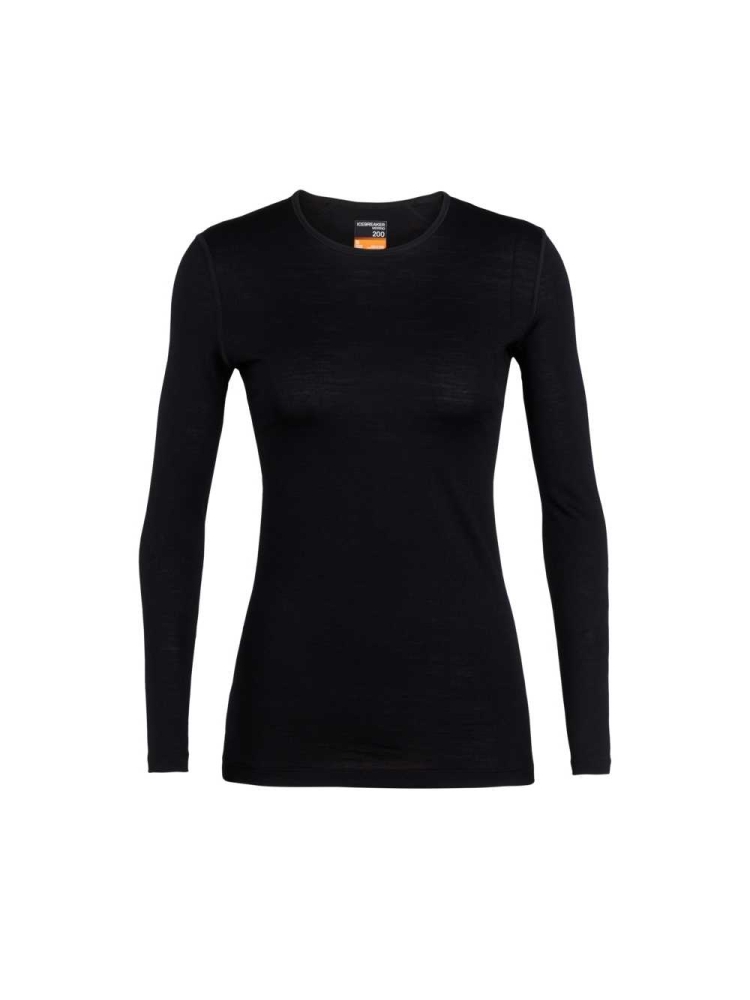 Icebreaker 200 Oasis Long Sleeve Crewe Women's Black 104375-0011 onderkleding/thermokleding online bestellen bij Kathmandu Outdoor & Travel