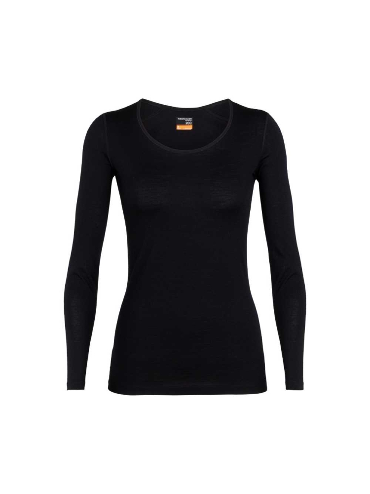 Icebreaker 200 Oasis Long Sleeve Scoop Women's Black 104378-0011 onderkleding/thermokleding online bestellen bij Kathmandu Outdoor & Travel