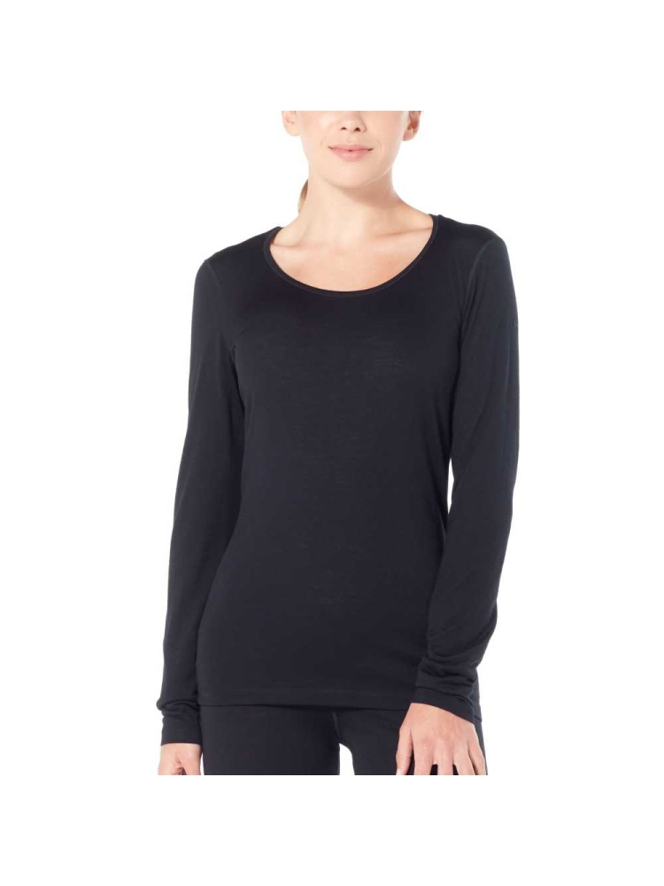 Icebreaker 200 Oasis Long Sleeve Scoop Women's Black 104378-0011 onderkleding/thermokleding online bestellen bij Kathmandu Outdoor & Travel