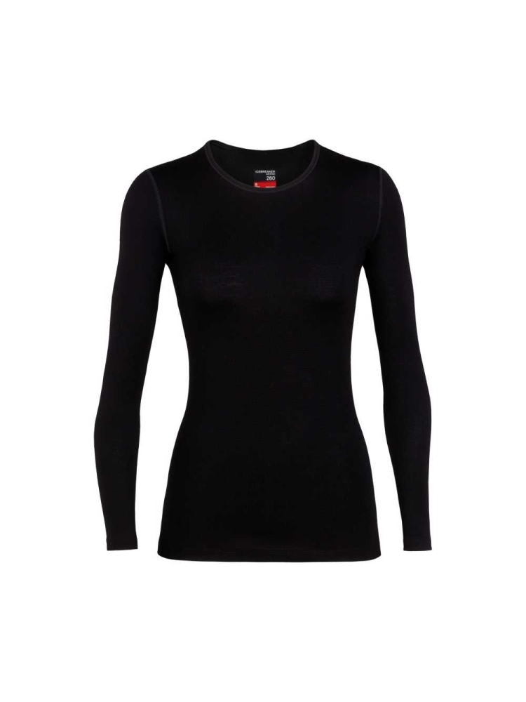 Icebreaker 260 Tech Long Sleeve Crewe Women's Black 104387-0011 onderkleding/thermokleding online bestellen bij Kathmandu Outdoor & Travel