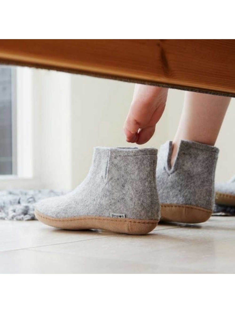 Glerups Boot Leather Grey G-01 Grey pantoffels en huissokken online bestellen bij Kathmandu Outdoor & Travel
