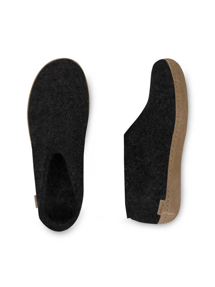 Glerups Shoe Leather Charcoal A-02 Charcoal pantoffels en huissokken online bestellen bij Kathmandu Outdoor & Travel