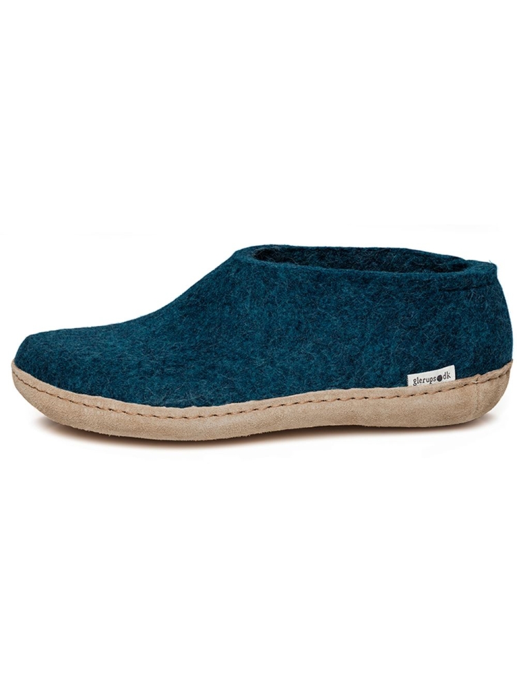 Glerups Shoe Leather Petrol A-06 Petrol pantoffels en huissokken online bestellen bij Kathmandu Outdoor & Travel