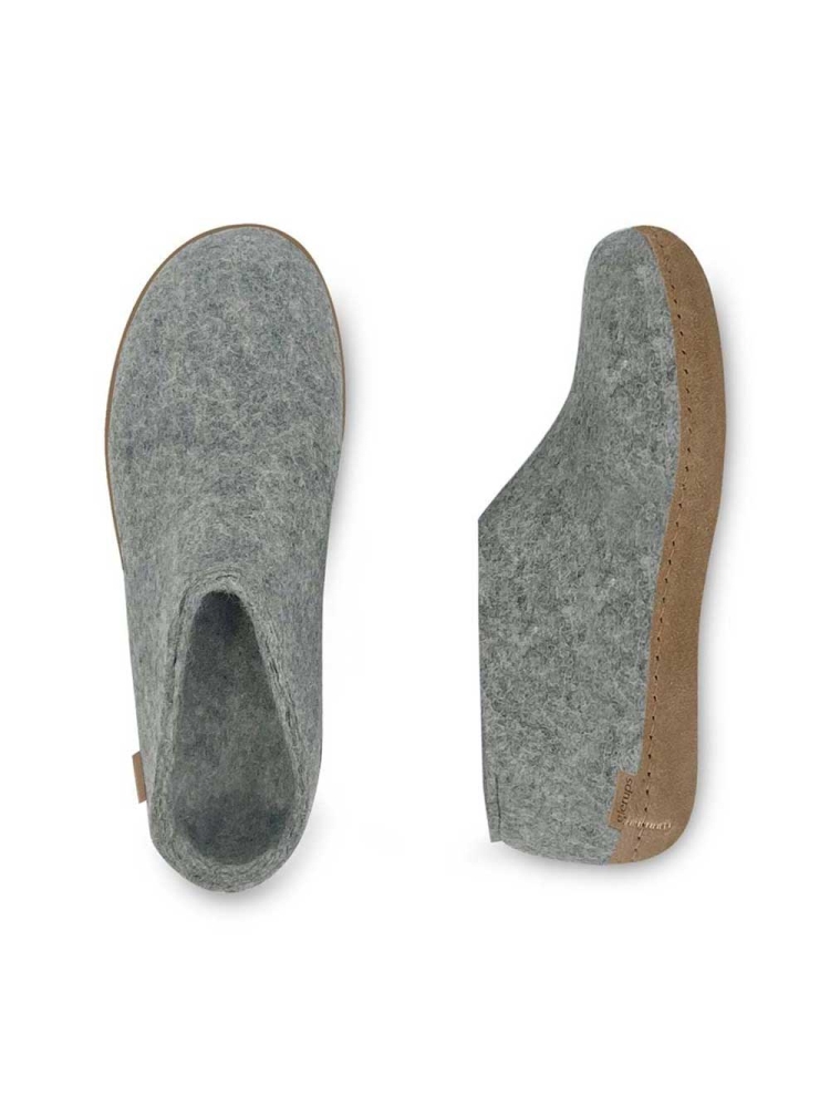 Glerups Shoe Leather Grey A-01 Grey pantoffels en huissokken online bestellen bij Kathmandu Outdoor & Travel