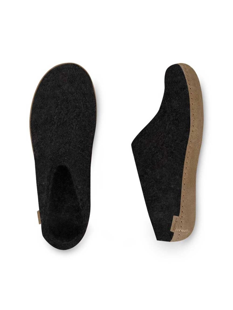Glerups Slip-On Leather Charcoal B-02Charcoal pantoffels en huissokken online bestellen bij Kathmandu Outdoor & Travel