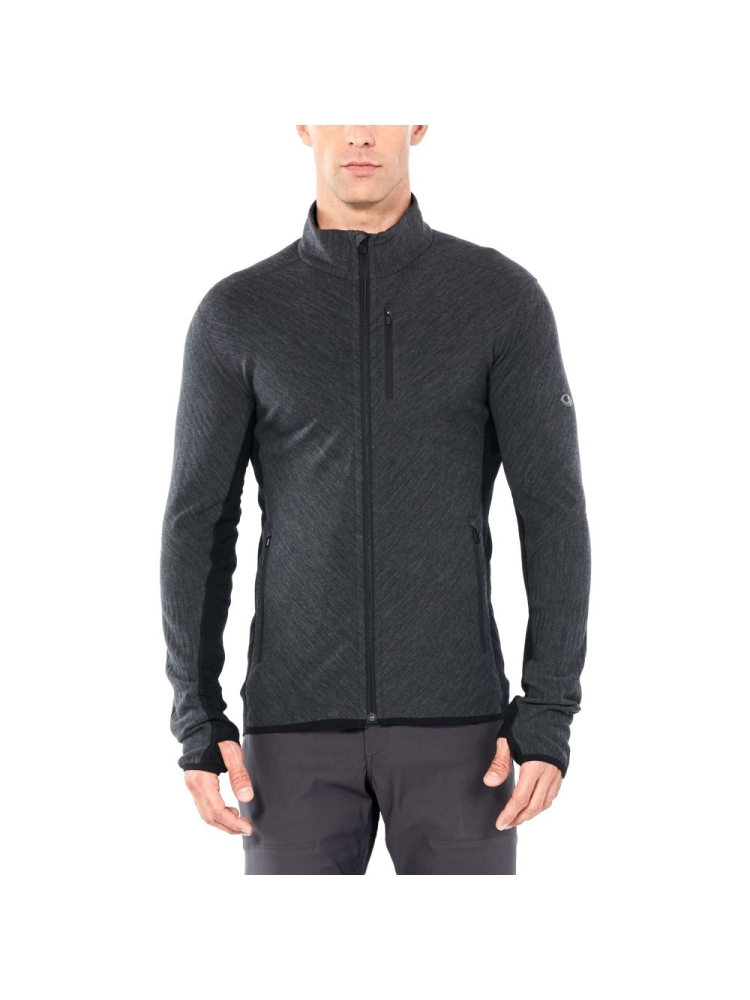 Icebreaker Descender Long Sleeve Zip Jet hthr/Black 104853-A01 fleeces en truien online bestellen bij Kathmandu Outdoor & Travel