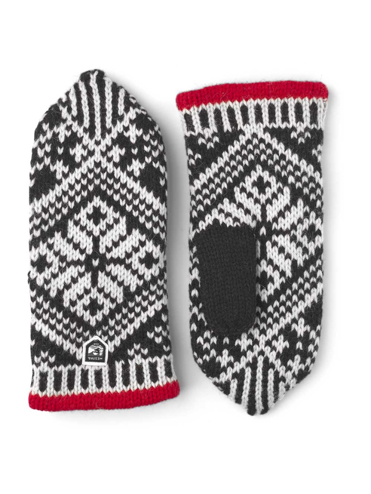 Hestra Nordic Wool Mitt Black/Offwhite 63921-100/020 kleding accessoires online bestellen bij Kathmandu Outdoor & Travel