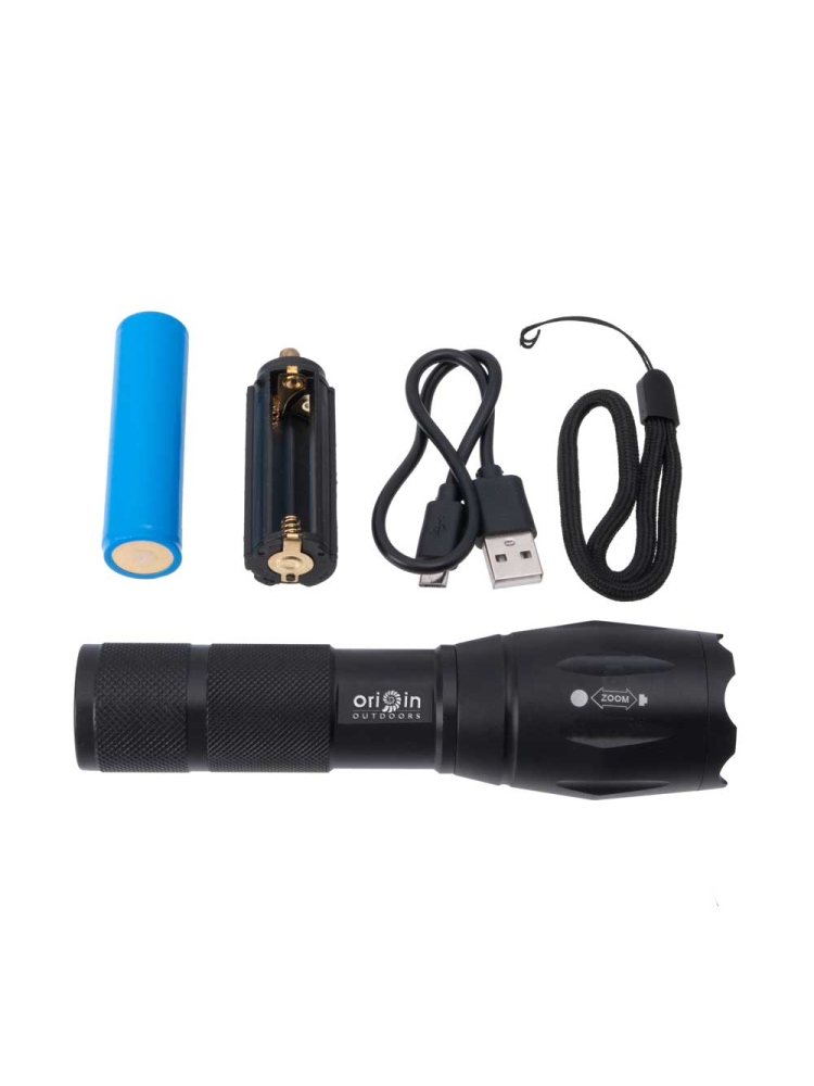 Origin Outdoor LED Flashlight 500 lumen Zwart 500505 verlichting online bestellen bij Kathmandu Outdoor & Travel