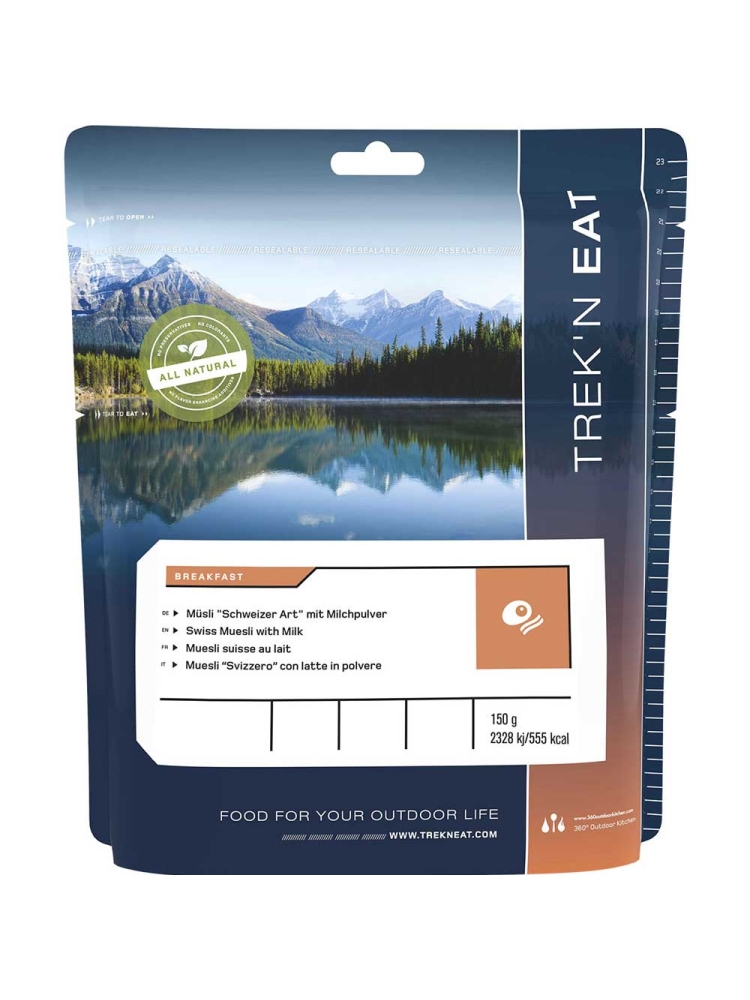 Trek n Eat Swiss Muesli with Milk . TR30101005 maaltijden en voedsel online bestellen bij Kathmandu Outdoor & Travel
