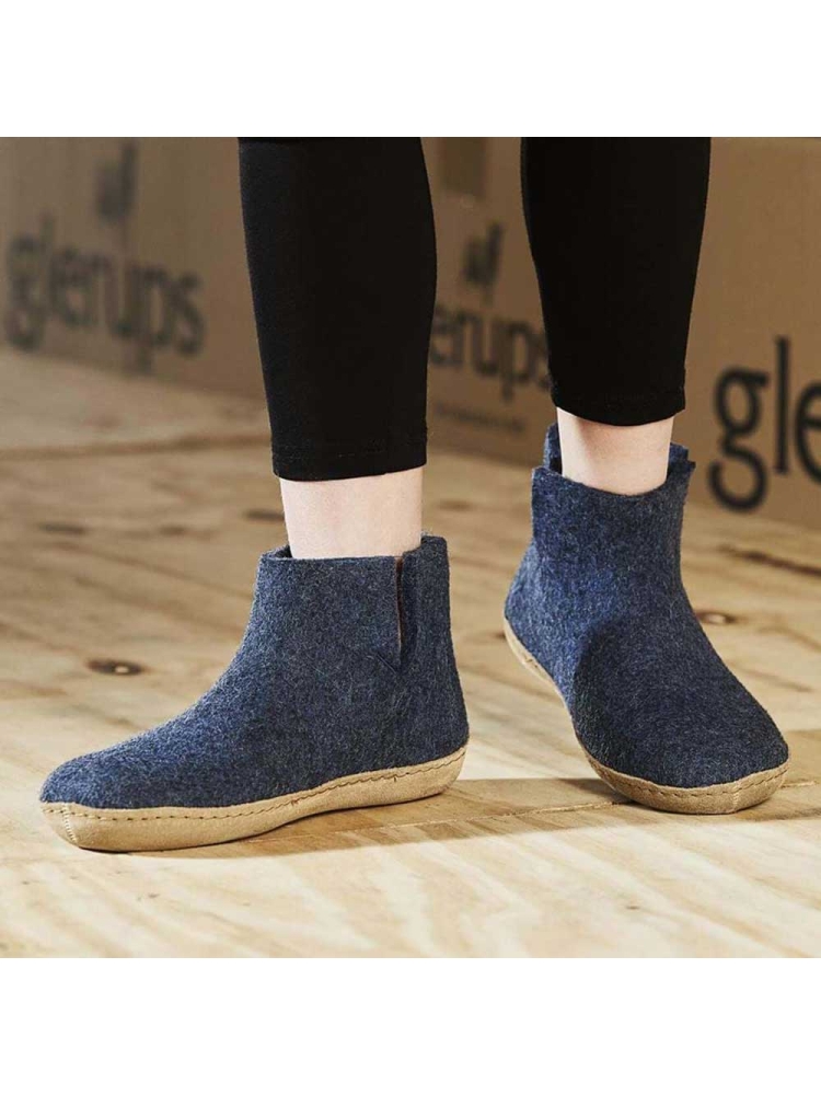 Glerups Boot Leather Denim G10-DENIM pantoffels en huissokken online bestellen bij Kathmandu Outdoor & Travel