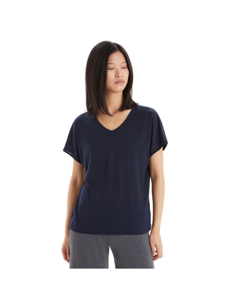 Icebreaker Drayden Reversible Short Sleeve Top Women's Midnight Navy IB0A56ES-401 shirts en tops online bestellen bij Kathmandu Outdoor & Travel