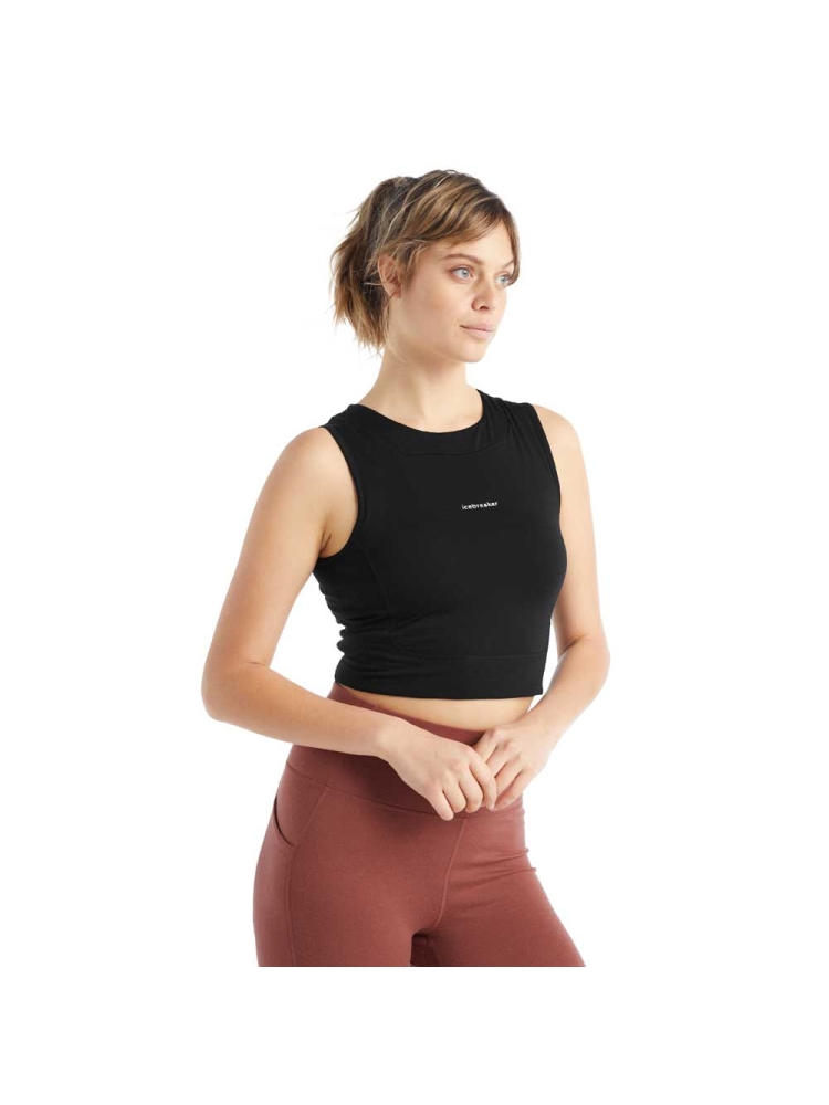 Icebreaker ZoneKnit Cropped Bra-Tank Women's Black 0A56FC-0011 shirts en tops online bestellen bij Kathmandu Outdoor & Travel