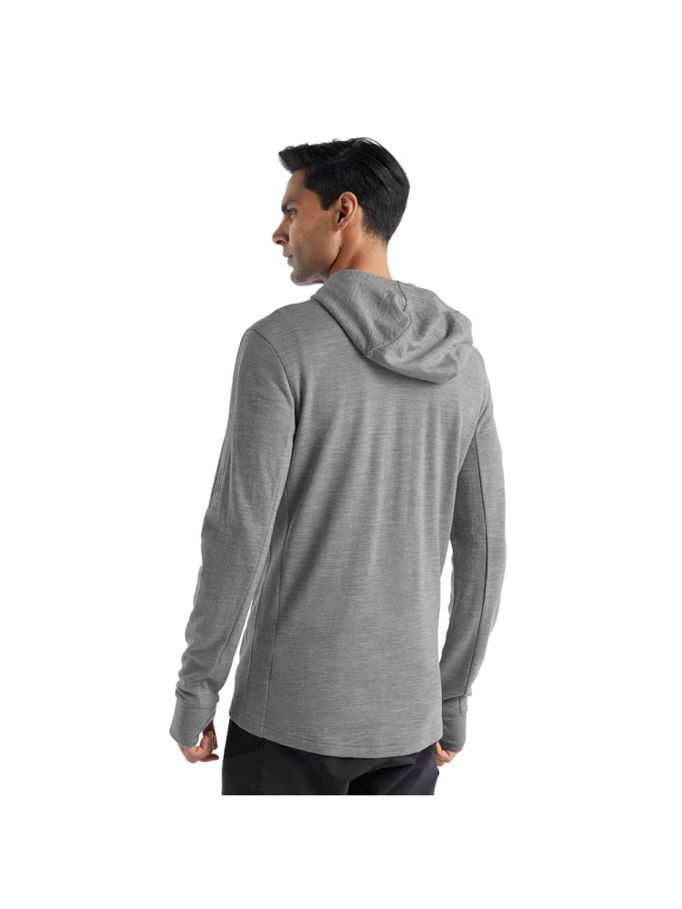 Icebreaker Quantum III Long Sleeve Zip Hood Metro HTHR/Black 0A59JX-IB056 fleeces en truien online bestellen bij Kathmandu Outdoor & Travel