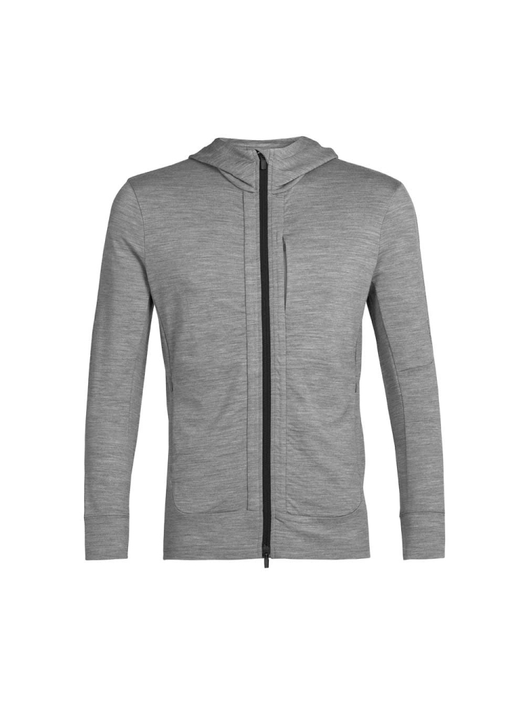 Icebreaker Quantum III Long Sleeve Zip Hood Metro HTHR/Black 0A59JX-IB056 fleeces en truien online bestellen bij Kathmandu Outdoor & Travel