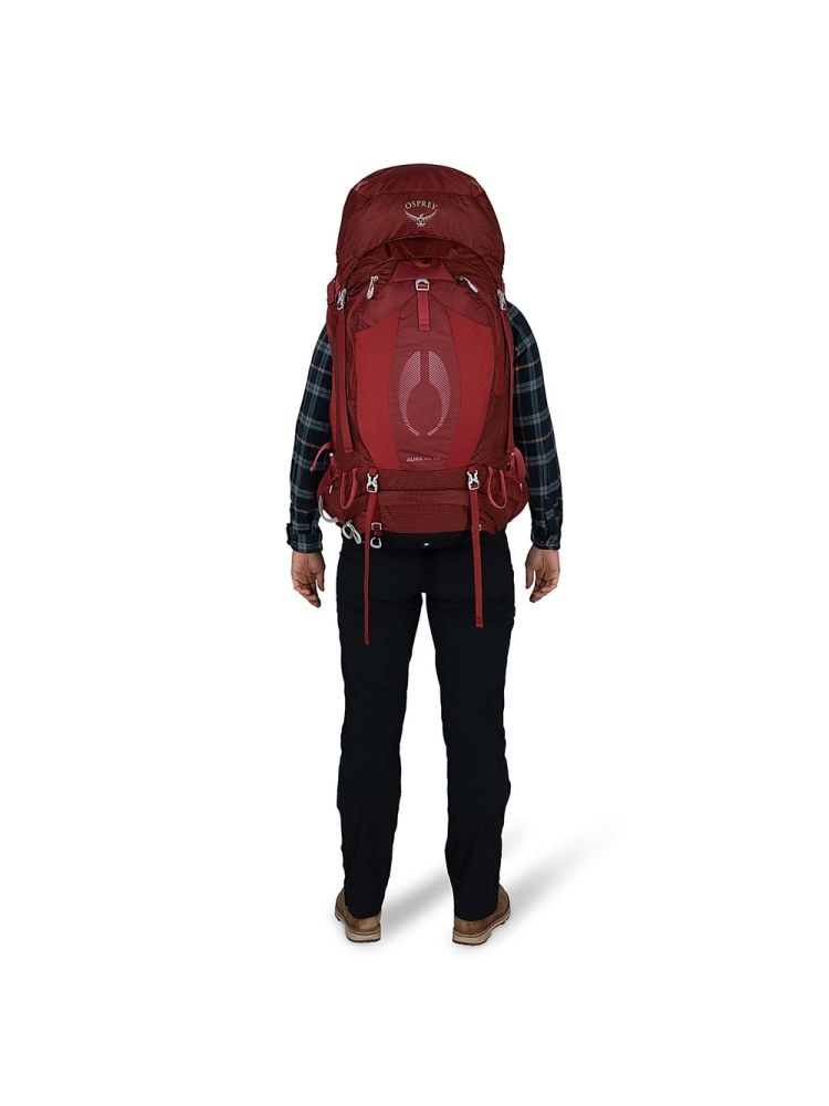 Osprey Aura AG 65 Women's Berry Sorbet Red 10004011 trekkingrugzakken online bestellen bij Kathmandu Outdoor & Travel