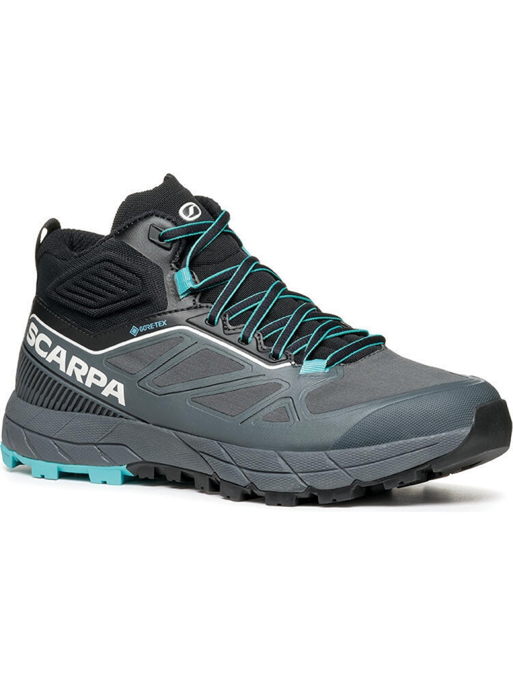 Scarpa Scarpa Rapid Mid GTX Women's 72695G-L-117 wandelschoenen dames Scarpa Rapid Mid GTX Women's Antracite/Turquoise 72695G-L-117 wandelschoenen dames online bestellen bij Kathmandu Outdoor & Travel