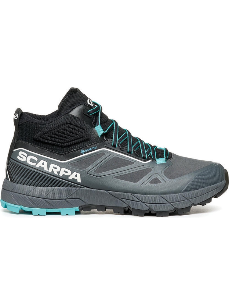 Scarpa Scarpa Rapid Mid GTX Women's 72695G-L-117 wandelschoenen dames Scarpa Rapid Mid GTX Women's Antracite/Turquoise 72695G-L-117 wandelschoenen dames online bestellen bij Kathmandu Outdoor & Travel