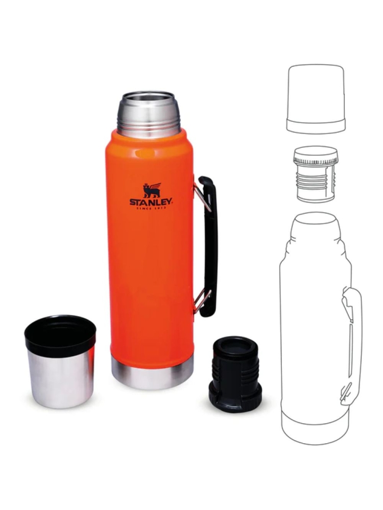 Stanley The Legendary Classic Bottle 1,0L Blaze Orange 10-08266-032 drinkflessen en thermosflessen online bestellen bij Kathmandu Outdoor & Travel