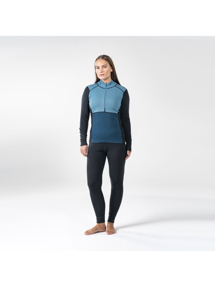 Devold Lauparen Merino 190 Zip Neck Women's Moon/Ink/Flood GO 245 244 A-313A onderkleding/thermokleding online bestellen bij Kathmandu Outdoor & Travel