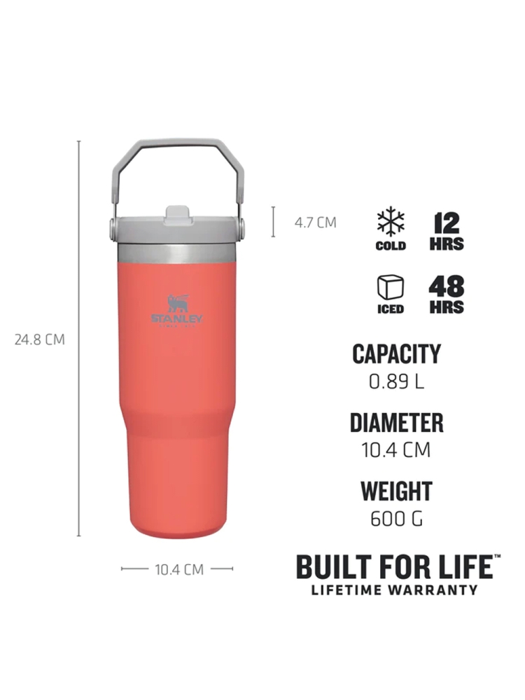 Stanley The IceFlow Flip Straw Tumbler 0,89L Guava 10-09993-195 drinkflessen en thermosflessen online bestellen bij Kathmandu Outdoor & Travel