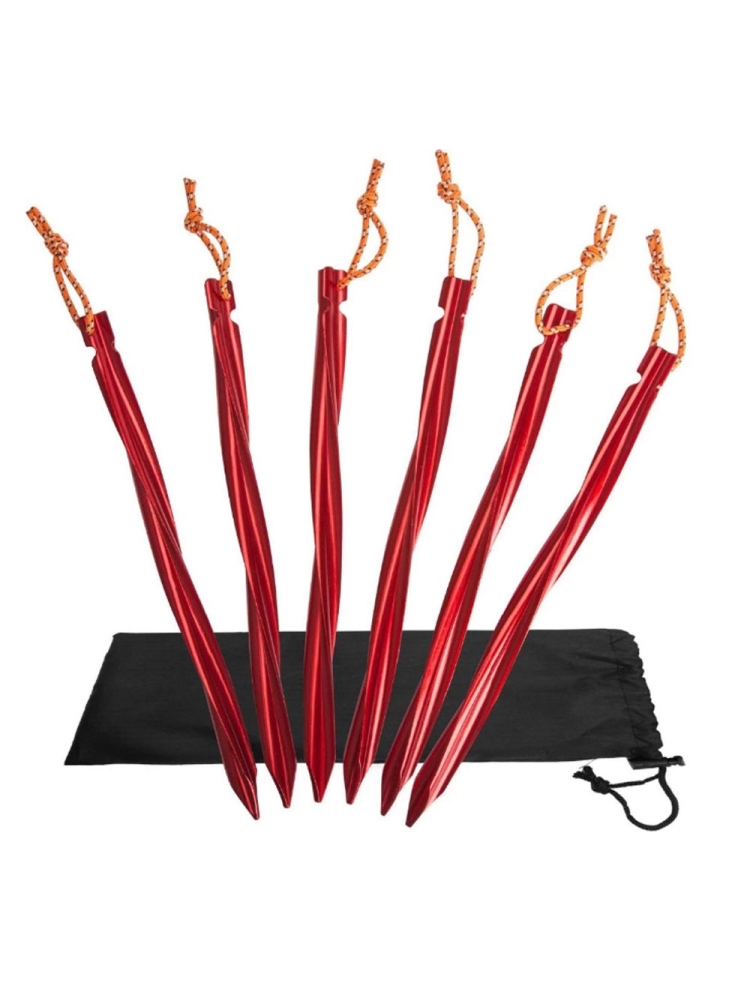 Basic Nature Y-Stake Spiral 25cm 6 Stuks Rood 056815 tenten online bestellen bij Kathmandu Outdoor & Travel