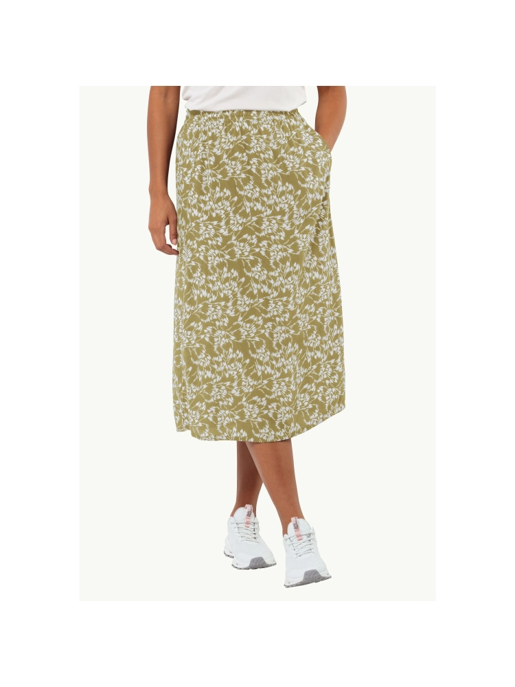 Jack Wolfskin Sommerweise Skirt Women's Leaves bay leaf 1508851-8775 jurken en rokken online bestellen bij Kathmandu Outdoor & Travel