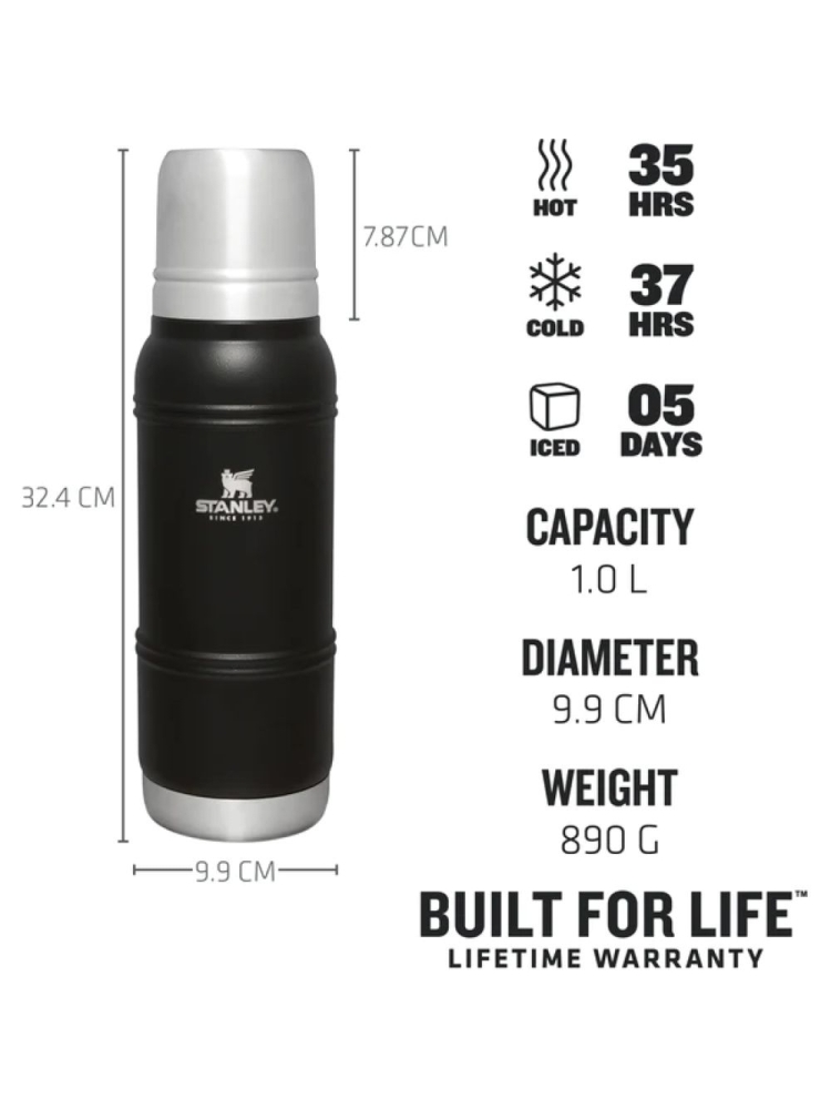 Stanley The Artisan Thermal Bottle 1.0L Black Moon 10-11428-005 drinkflessen en thermosflessen online bestellen bij Kathmandu Outdoor & Travel