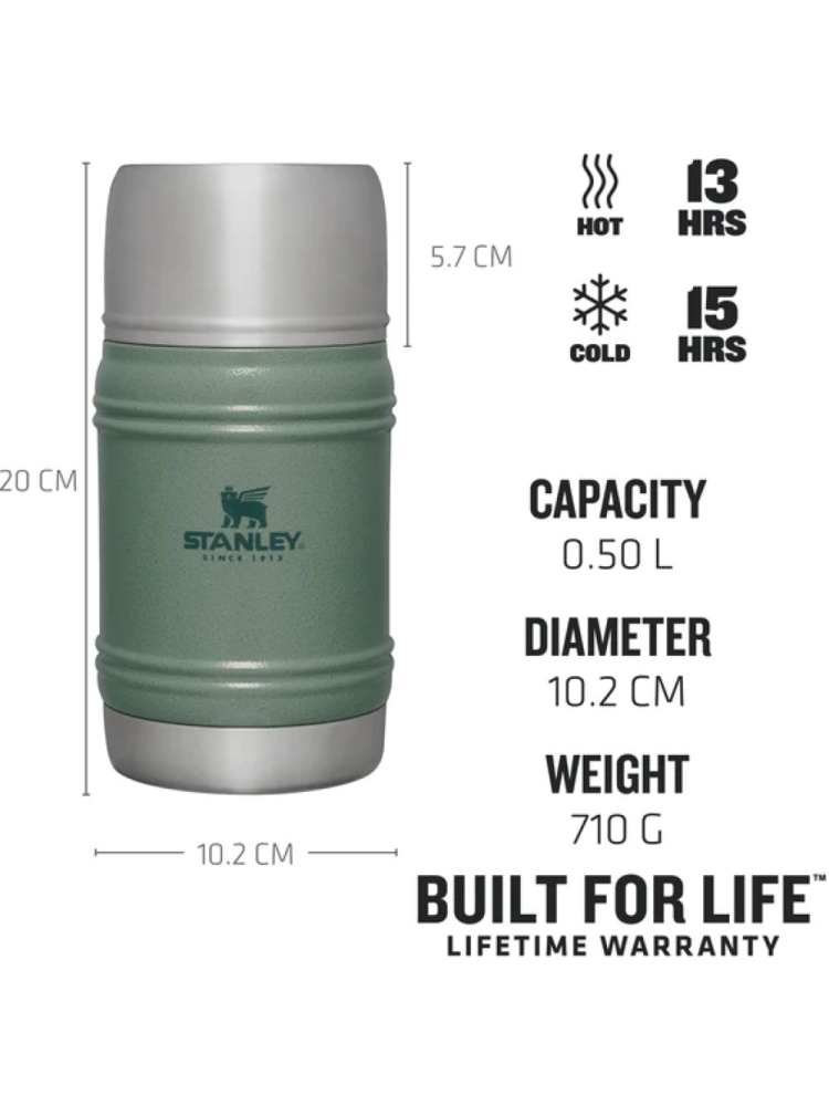 Stanley The Artisan Thermal Food Jar .50L Hammertone Green 10-11426-004 drinkflessen en thermosflessen online bestellen bij Kathmandu Outdoor & Travel