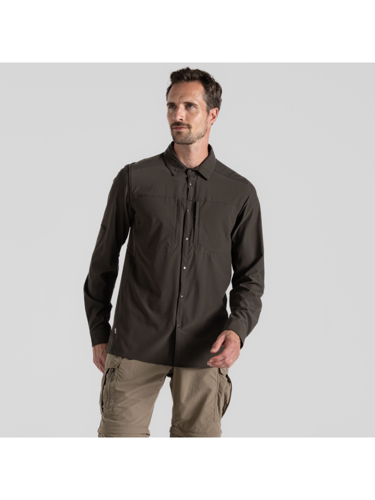 Craghoppers NosiLife Pro Long Sleeved Shirt V WoodlandGrn CMS706-J77 shirts en tops online bestellen bij Kathmandu Outdoor & Travel