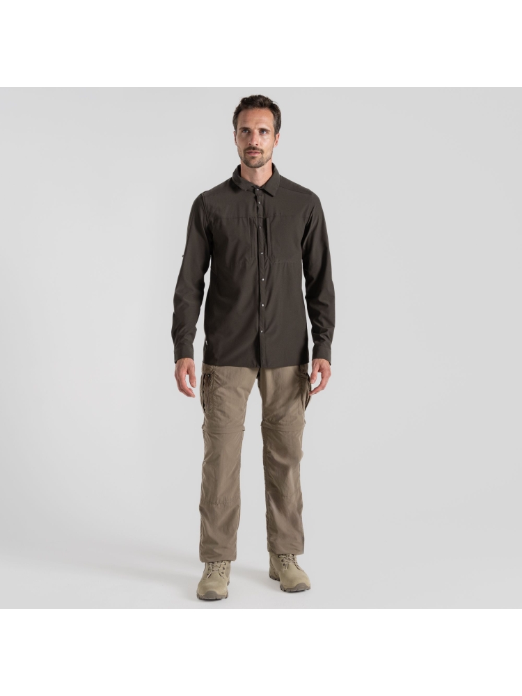 Craghoppers NosiLife Pro Long Sleeved Shirt V WoodlandGrn CMS706-J77 shirts en tops online bestellen bij Kathmandu Outdoor & Travel