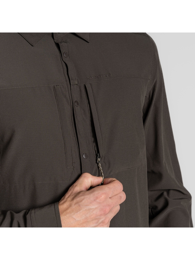 Craghoppers NosiLife Pro Long Sleeved Shirt V WoodlandGrn CMS706-J77 shirts en tops online bestellen bij Kathmandu Outdoor & Travel