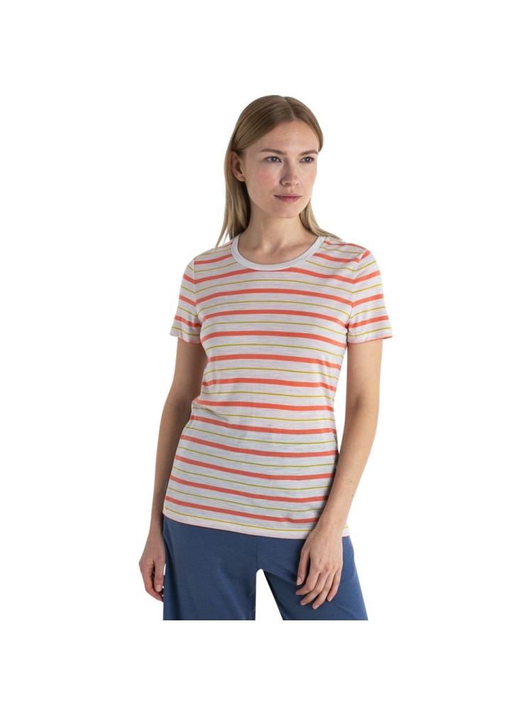Icebreaker Wave SS Tee Stripe Women's Ecru Hthr/Tang/Luxs 0A56DJB-811 shirts en tops online bestellen bij Kathmandu Outdoor & Travel