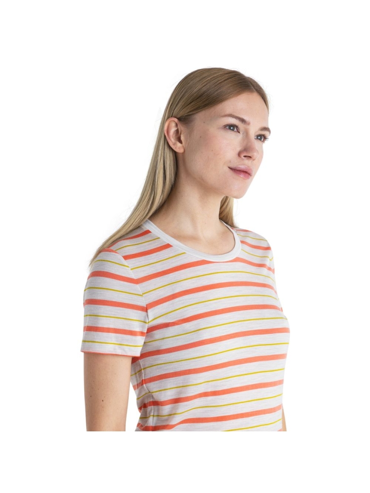 Icebreaker Wave SS Tee Stripe Women's Ecru Hthr/Tang/Luxs 0A56DJB-811 shirts en tops online bestellen bij Kathmandu Outdoor & Travel