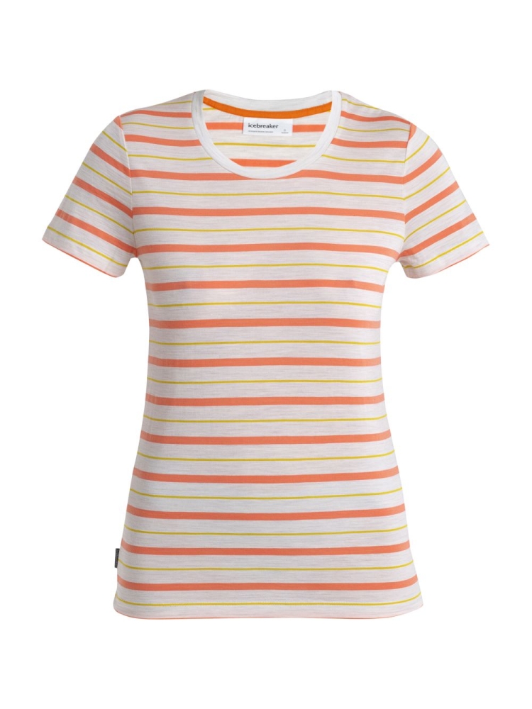 Icebreaker Wave SS Tee Stripe Women's Ecru Hthr/Tang/Luxs 0A56DJB-811 shirts en tops online bestellen bij Kathmandu Outdoor & Travel