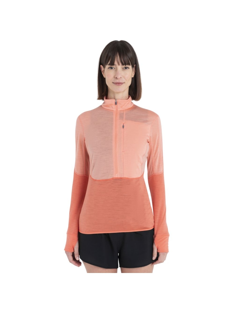 Icebreaker Merino 200 Realfleece Descender LS Half Zip Women' Glow/Tang/Cb 0A56YMC-961 fleeces en truien online bestellen bij Kathmandu Outdoor & Travel