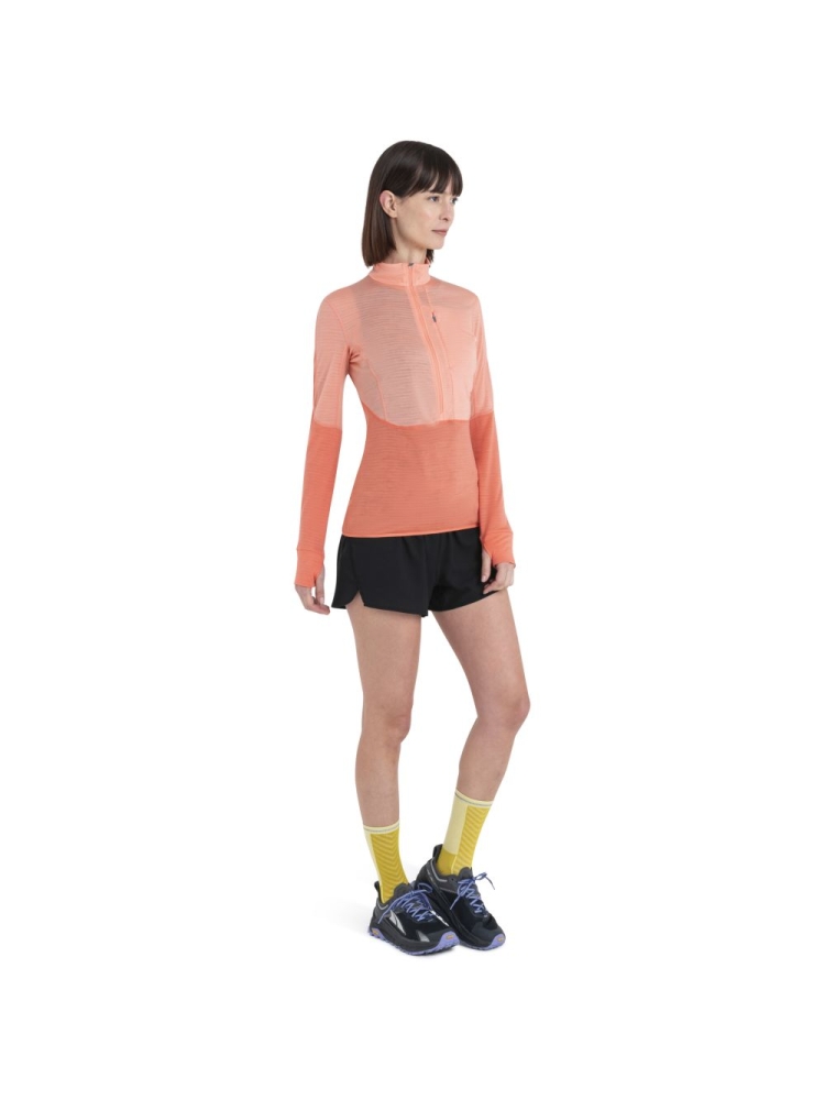 Icebreaker Merino 200 Realfleece Descender LS Half Zip Women' Glow/Tang/Cb 0A56YMC-961 fleeces en truien online bestellen bij Kathmandu Outdoor & Travel
