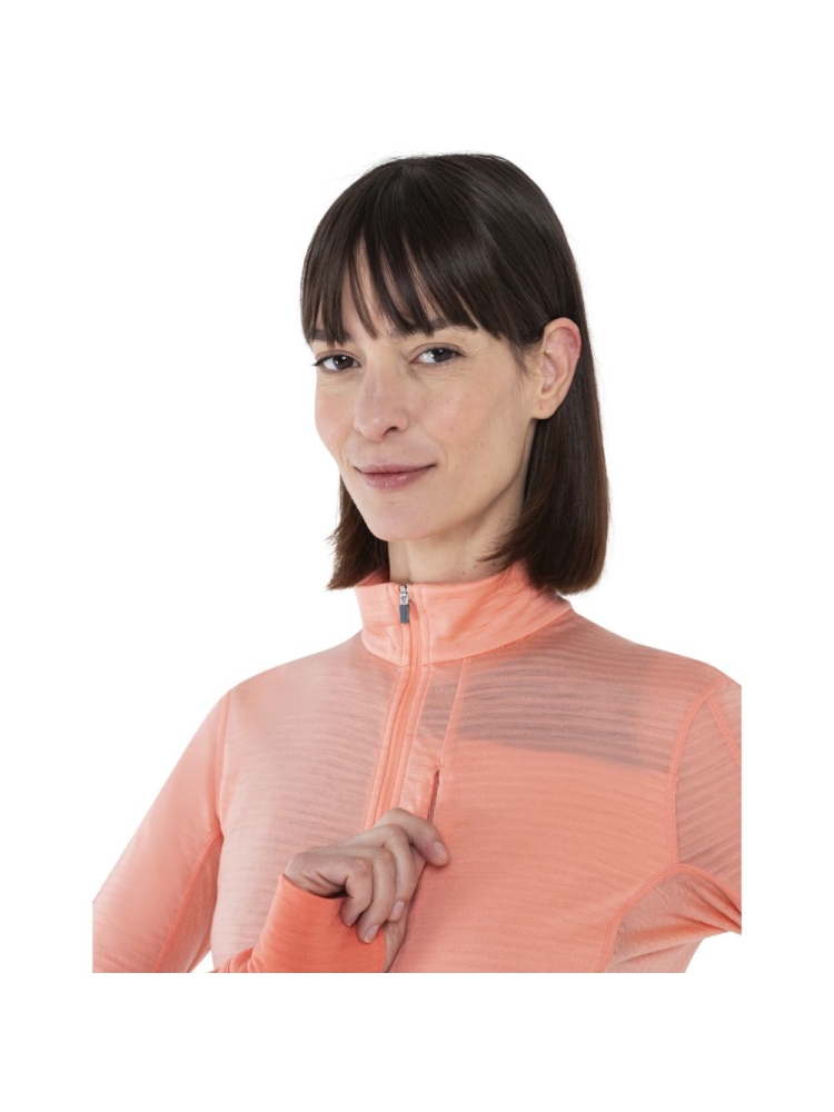 Icebreaker Merino 200 Realfleece Descender LS Half Zip Women' Glow/Tang/Cb 0A56YMC-961 fleeces en truien online bestellen bij Kathmandu Outdoor & Travel