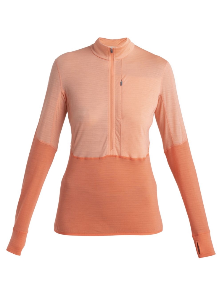 Icebreaker Merino 200 Realfleece Descender LS Half Zip Women' Glow/Tang/Cb 0A56YMC-961 fleeces en truien online bestellen bij Kathmandu Outdoor & Travel