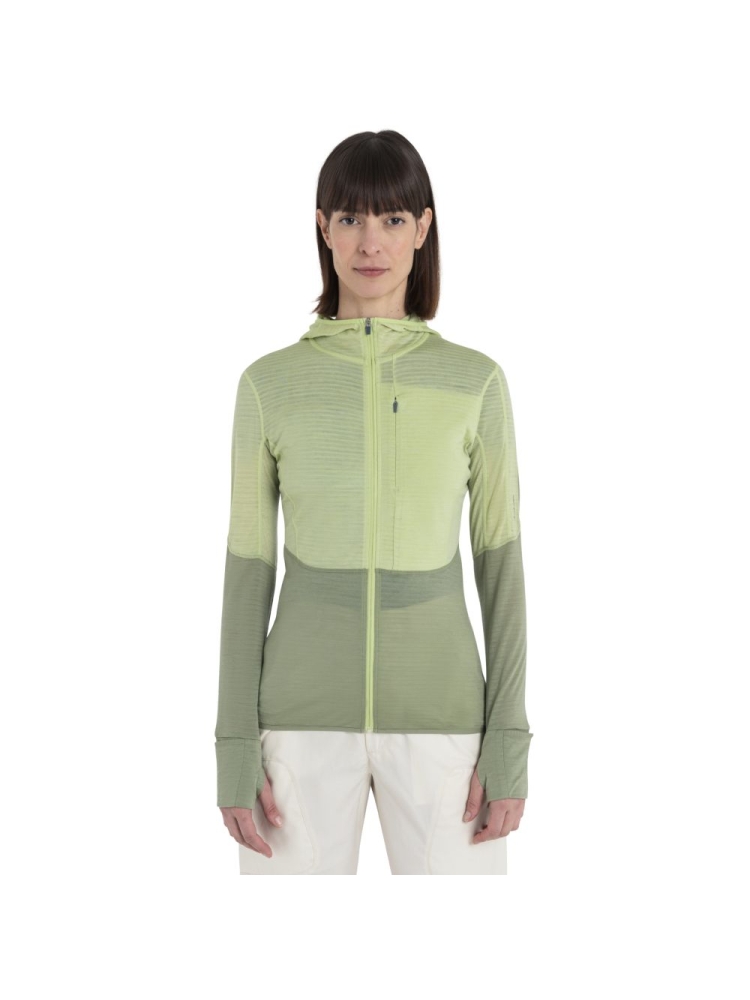 Icebreaker Merino 200 Realfleece Descender LS Zip Hood Women' Glazen/Lichen/Cb 0A56YNB-861 fleeces en truien online bestellen bij Kathmandu Outdoor & Travel