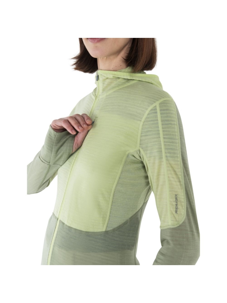 Icebreaker Merino 200 Realfleece Descender LS Zip Hood Women' Glazen/Lichen/Cb 0A56YNB-861 fleeces en truien online bestellen bij Kathmandu Outdoor & Travel