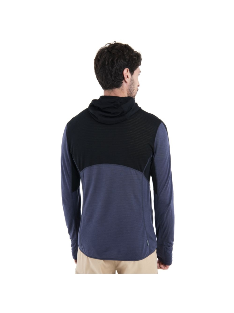 Icebreaker Merino 200 Realfleece Descender LS Zip Hood Black/Graphite/Cb 0A56VZB-541 fleeces en truien online bestellen bij Kathmandu Outdoor & Travel
