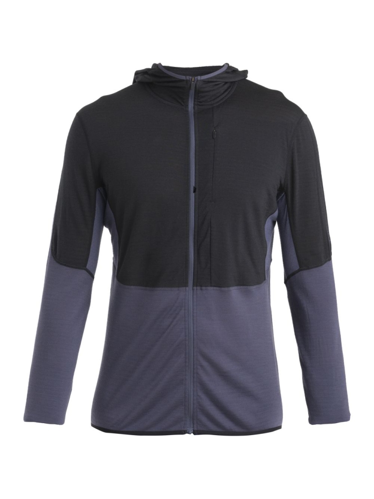 Icebreaker Merino 200 Realfleece Descender LS Zip Hood Black/Graphite/Cb 0A56VZB-541 fleeces en truien online bestellen bij Kathmandu Outdoor & Travel