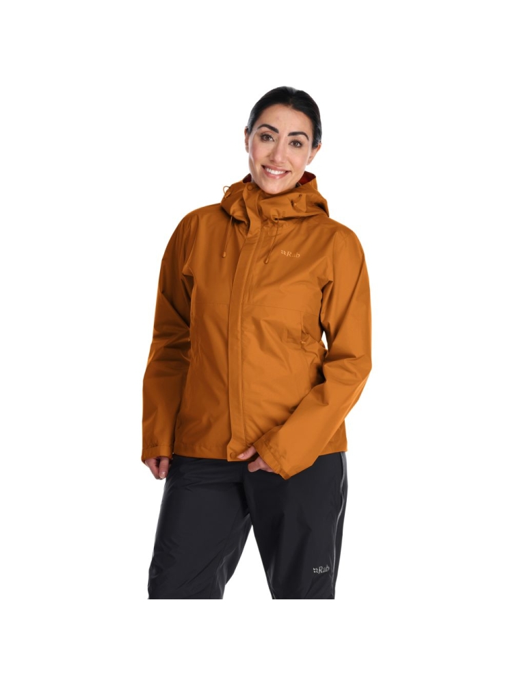 Rab Downpour Eco Jacket Women's Marmalade QWG-83-MAM jassen online bestellen bij Kathmandu Outdoor & Travel