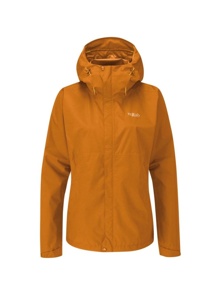 Rab Downpour Eco Jacket Women's Marmalade QWG-83-MAM jassen online bestellen bij Kathmandu Outdoor & Travel