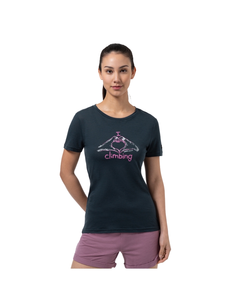 Super Natural I Love Climbing Tee Women's Blueberry/Orchid/Natural White SNWP03130-55B shirts en tops online bestellen bij Kathmandu Outdoor & Travel