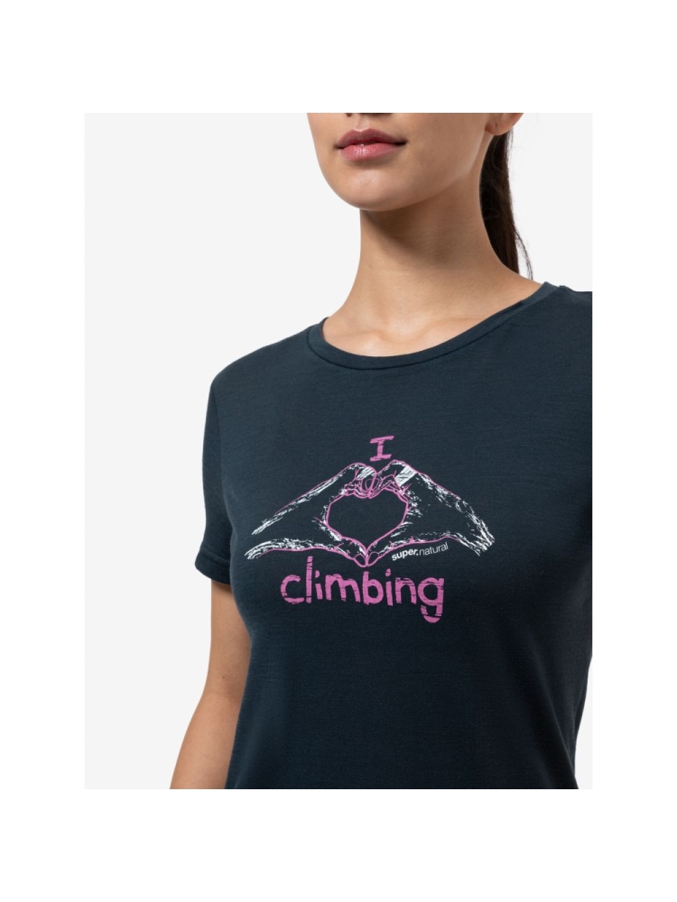 Super Natural I Love Climbing Tee Women's Blueberry/Orchid/Natural White SNWP03130-55B shirts en tops online bestellen bij Kathmandu Outdoor & Travel