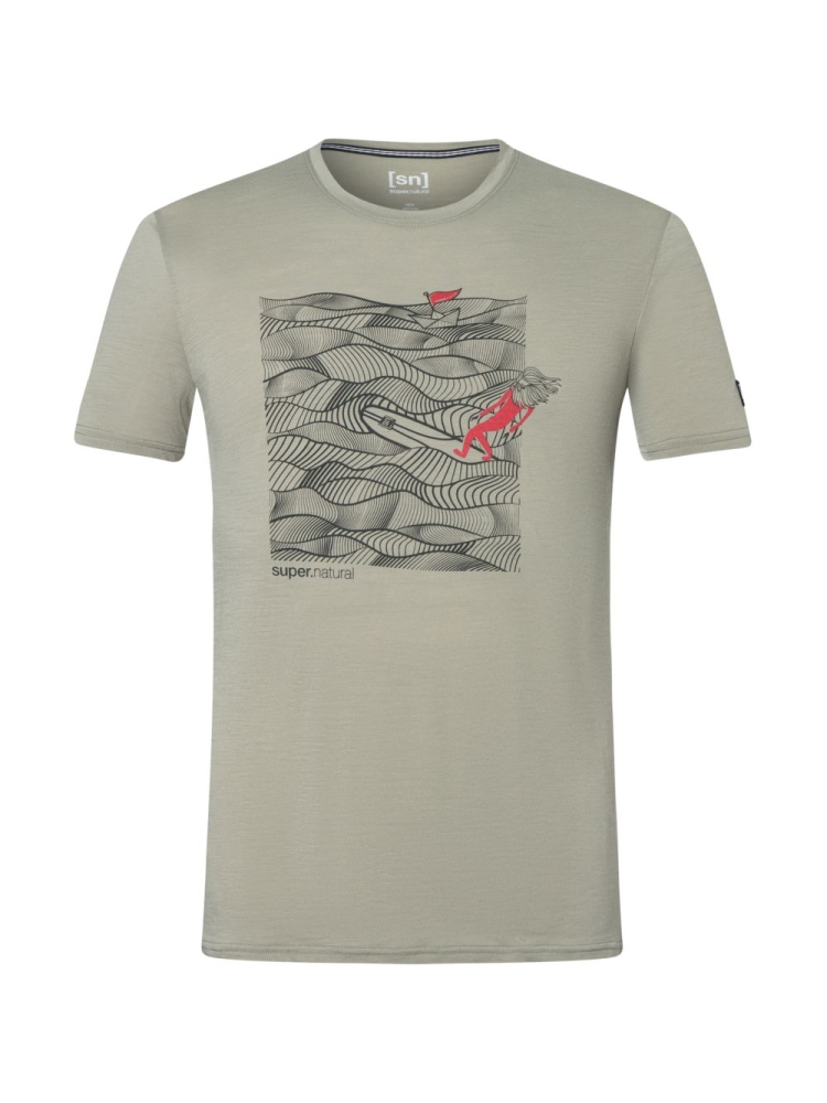 Super Natural Longbeard Surfer Tee Dried Sage/Black Ink/Smile SNMP01156-20B shirts en tops online bestellen bij Kathmandu Outdoor & Travel